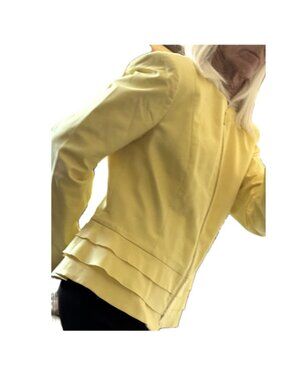 Dana Buchman Sunny Yellow Full Zip Ruffle Peplum Jacket Sz 12